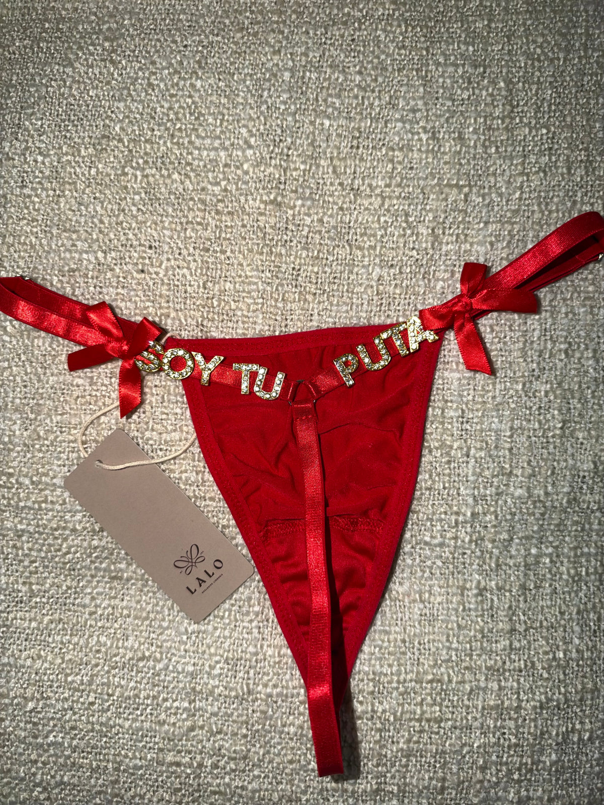 “Soy tu puta” Custom Lace G-String Thong One Size