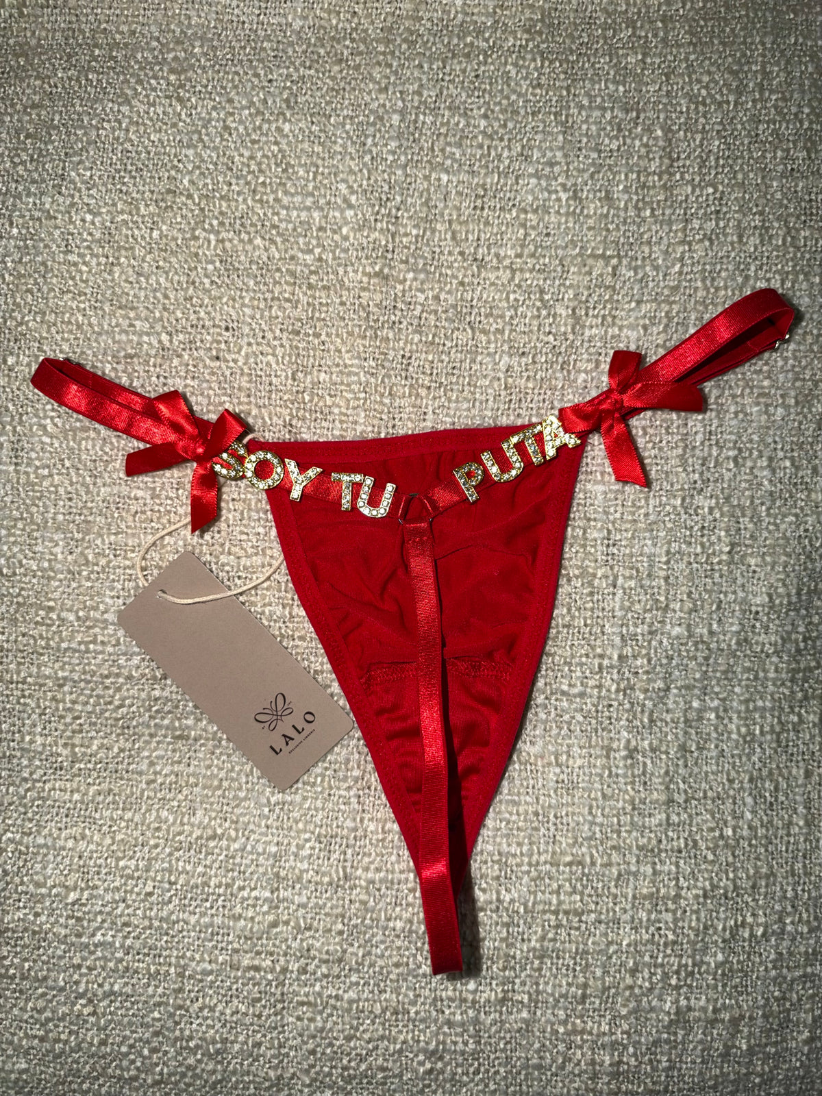 “Soy tu puta” Custom Lace G-String Thong One Size