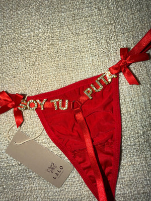 “Soy tu puta” Custom Lace G-String Thong One Size