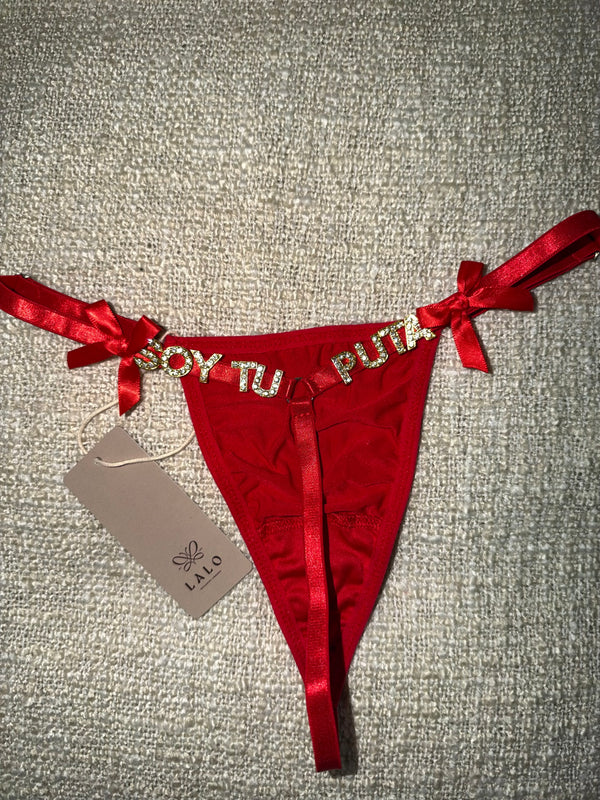 “Soy tu puta” Custom Lace G-String Thong One Size